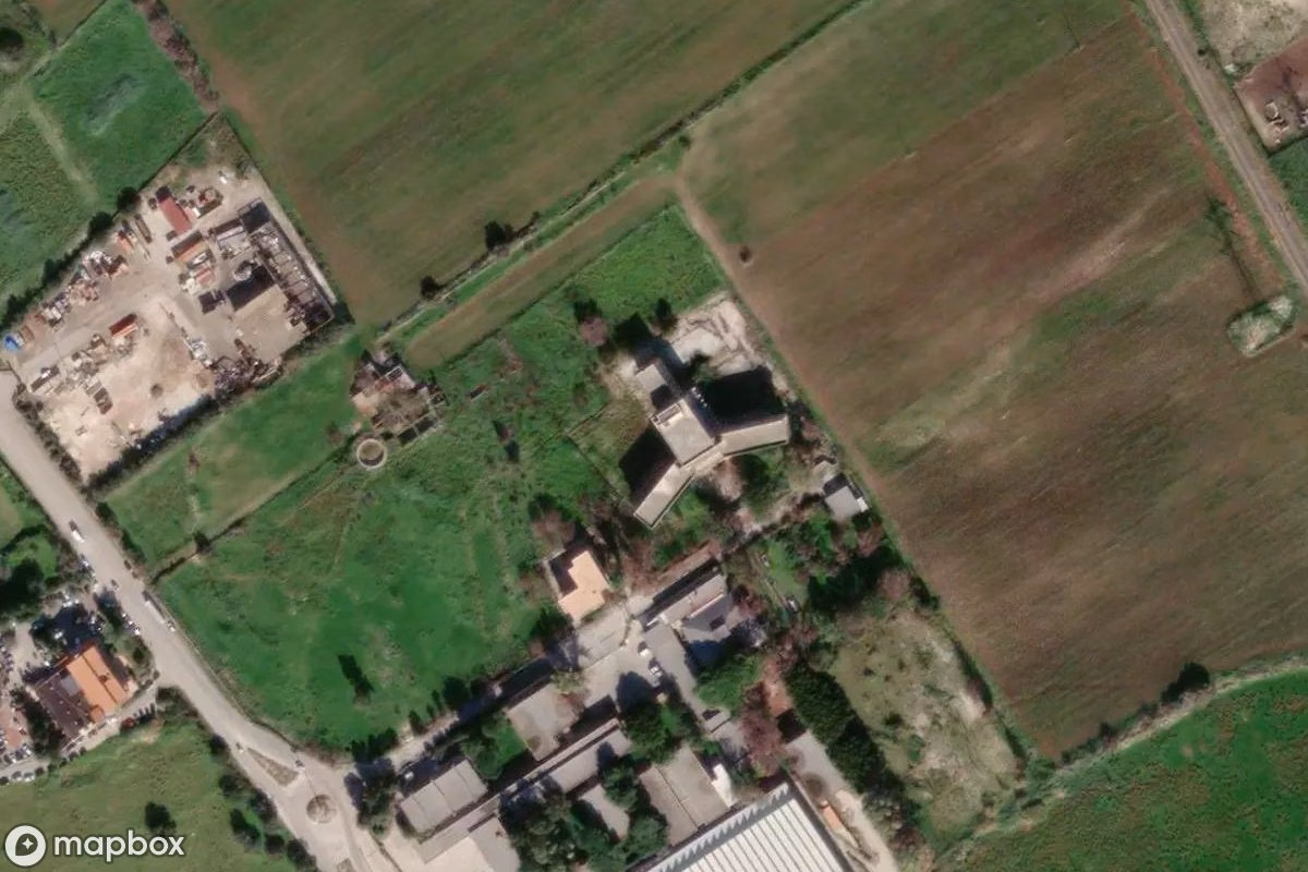 Aerial satellite view of Lost Place, an abandoned  in Priolo Gargallo, Italy