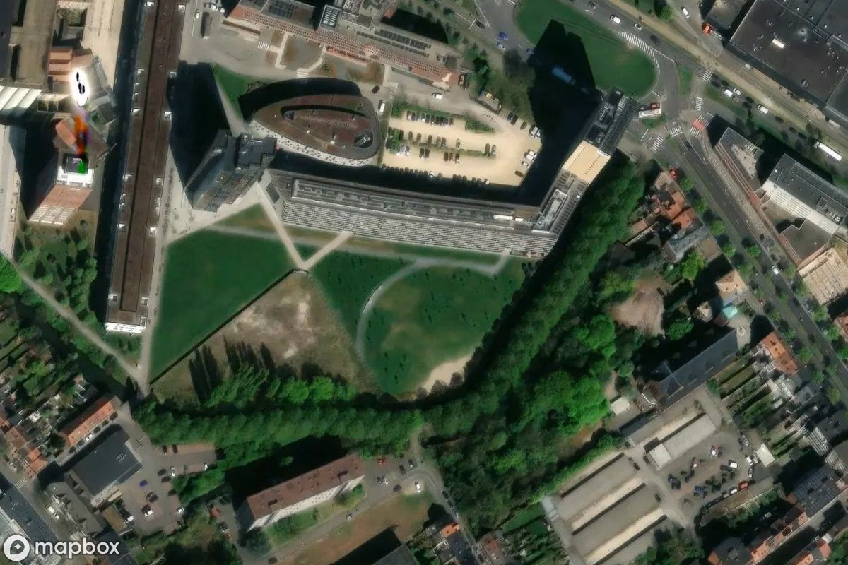Aerial satellite view of Kraftwerk L, an abandoned Power Plant in Leuven, Belgium