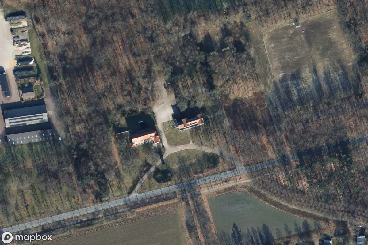 Aerial satellite view of Brennerei, an abandoned in Arnhem, Netherlands