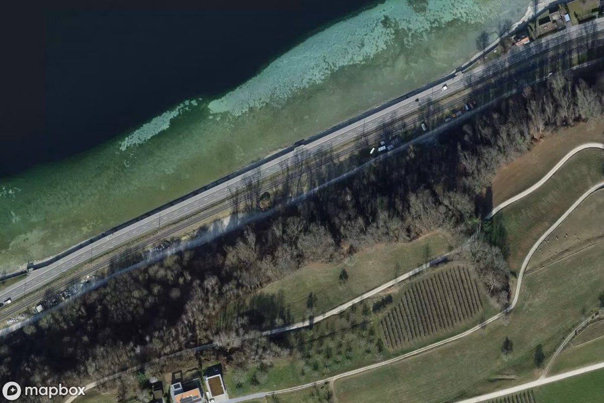 Aerial satellite view of Pilzzucht, an abandoned  in Steckborn, Switzerland