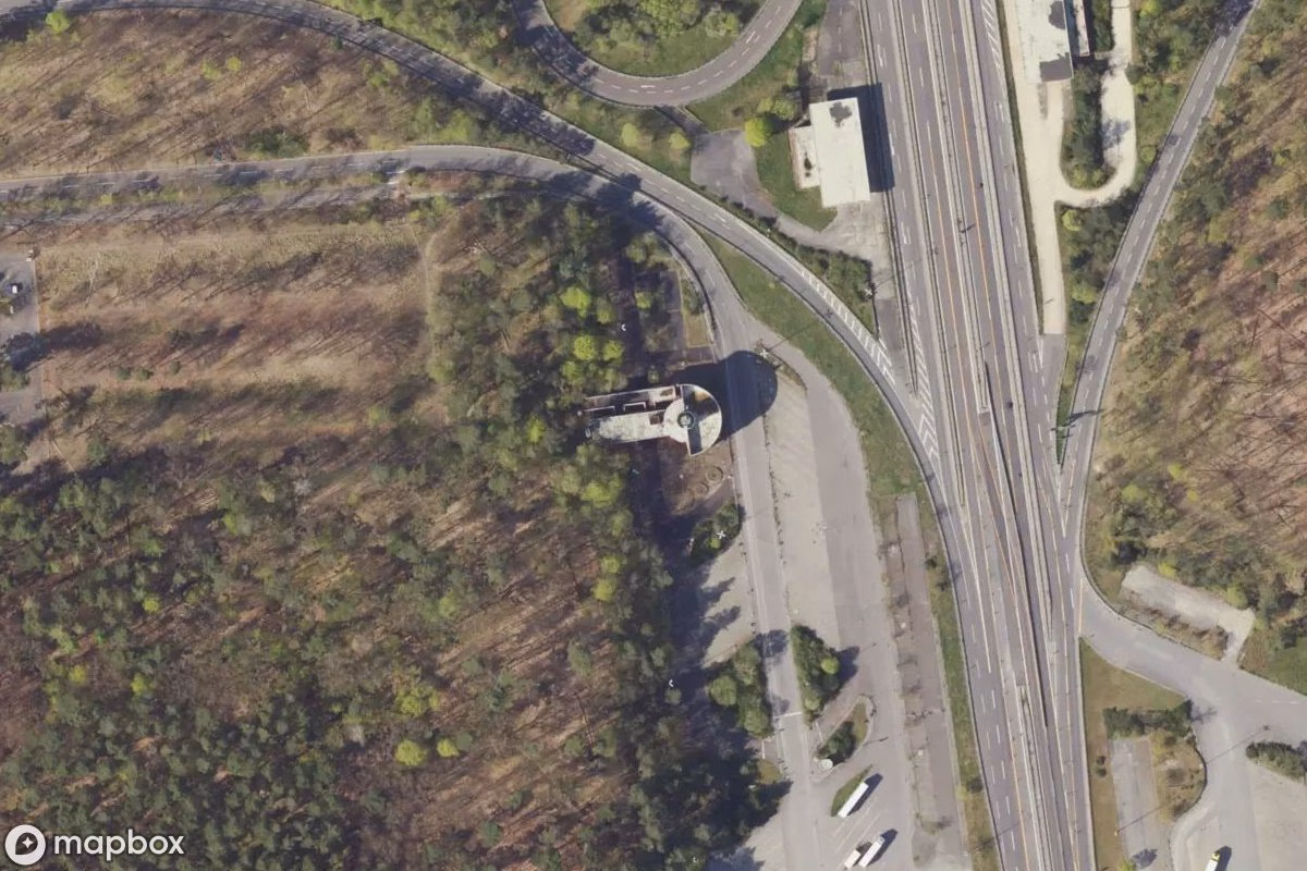 Aerial satellite view of Raststätte, an abandoned  in Berlin, Germany