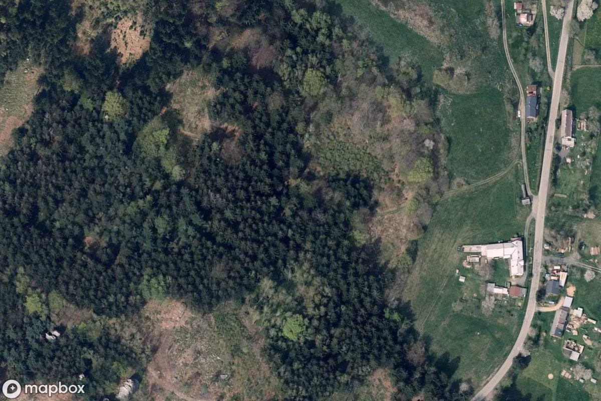 Aerial satellite view of Bunker, an abandoned Bunker in Hrádek nad Nisou, Czechia