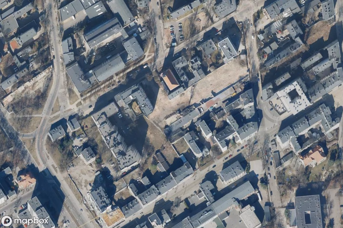 Vue aérienne satellite de Textilfabrik Emil Gold, un Usine abandonné à Łódź, Pologne