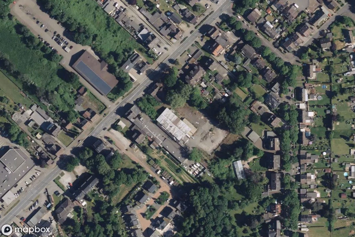 Aerial satellite view of Autohaus, an abandoned  in Oberhausen, Germany