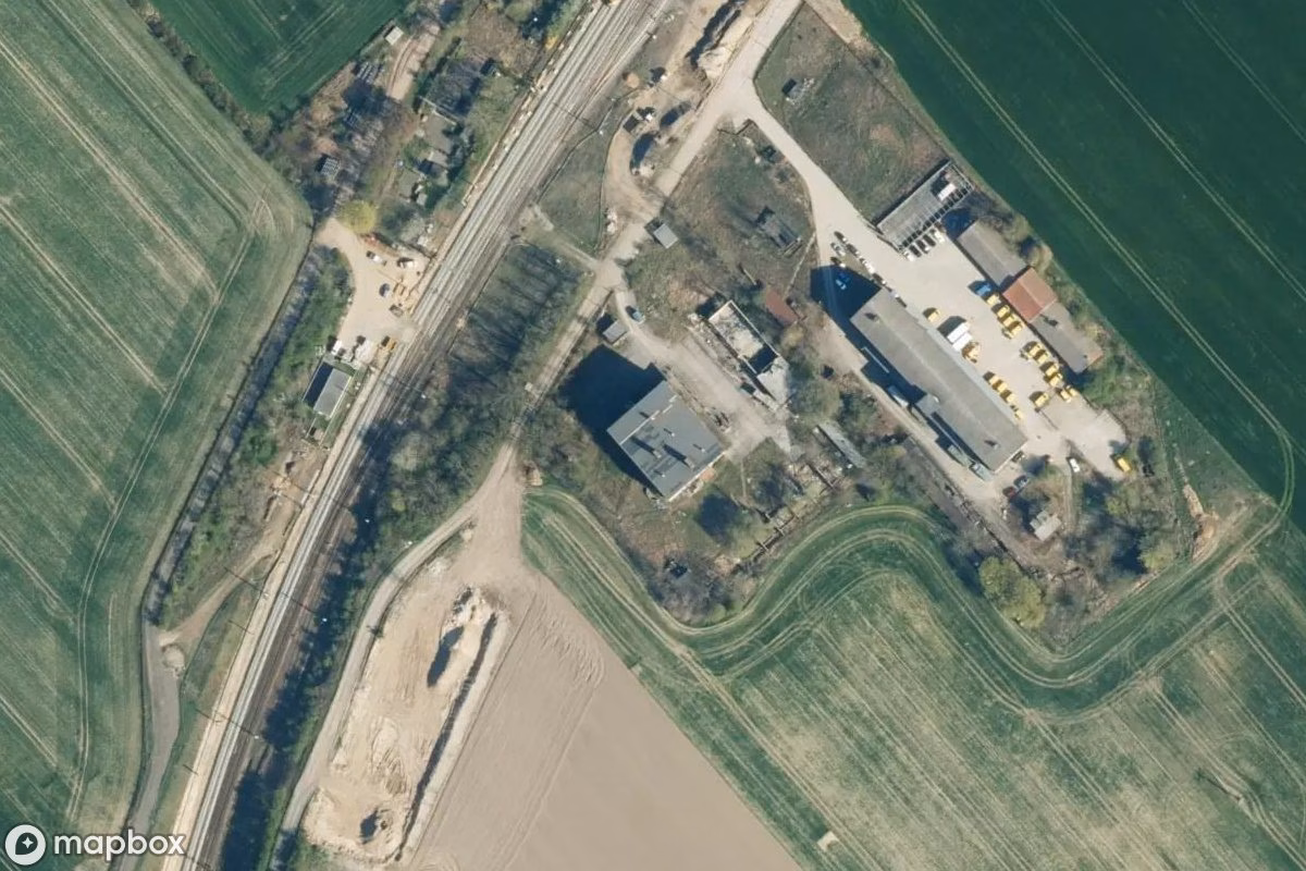Aerial satellite view of Brotfabrik, an abandoned Factory in Gransee, Germany