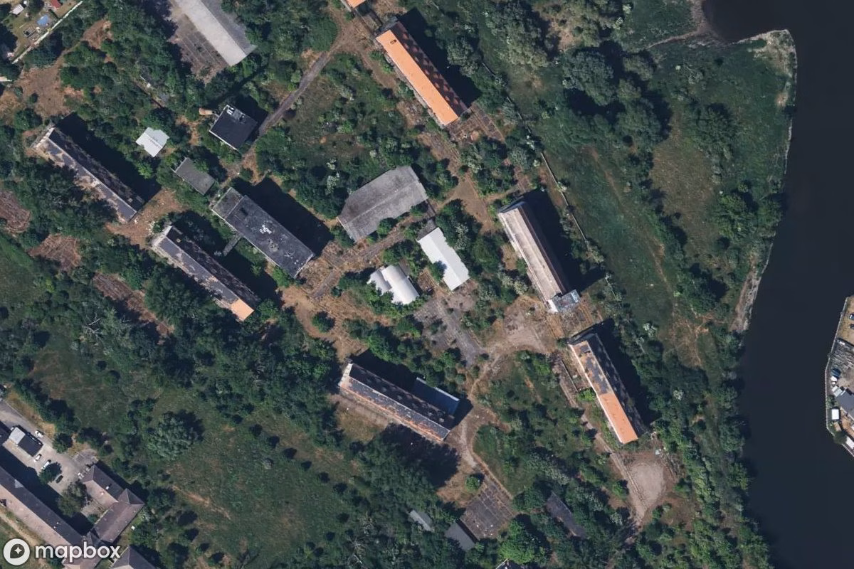 Satellittbilde fra luften av Getreidewerk, et forlatt Fabrikk i Schönebeck (Elbe), Tyskland