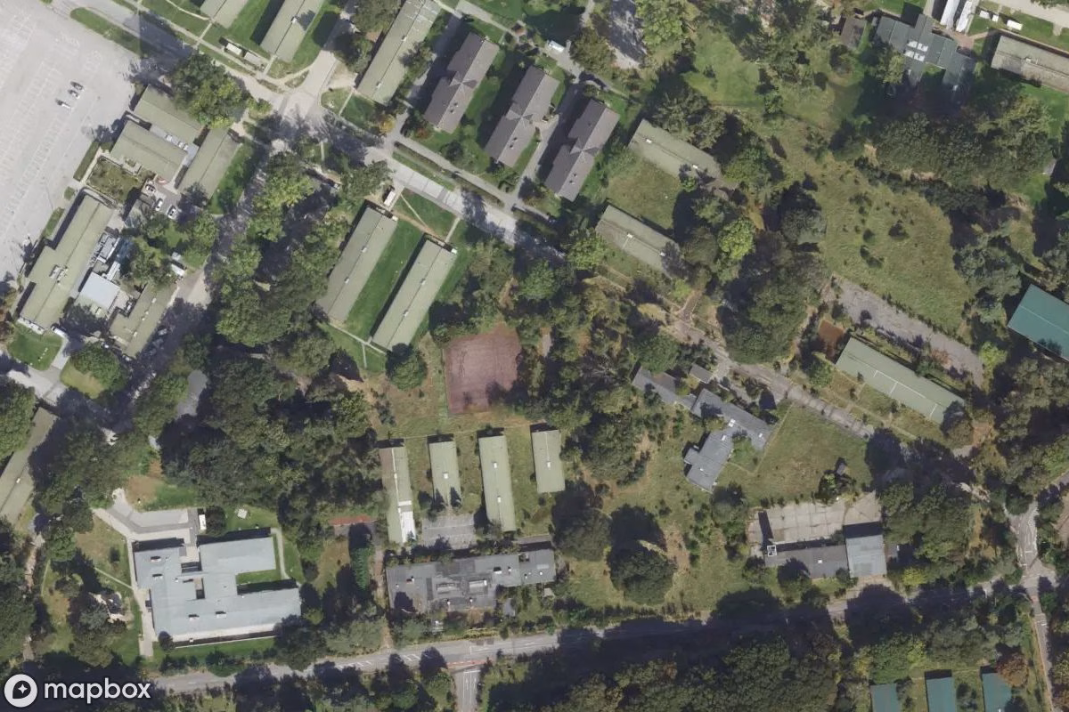 Aerial satellite view of NATO-Hauptverwaltung, an abandoned Military Site in Mönchengladbach, Germany