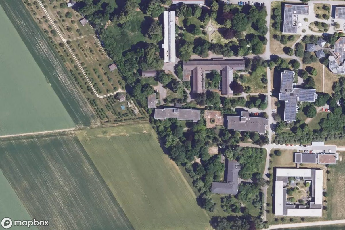 Aerial satellite view of Psychiatrie, an abandoned Hospital in Dornstadt, Germany
