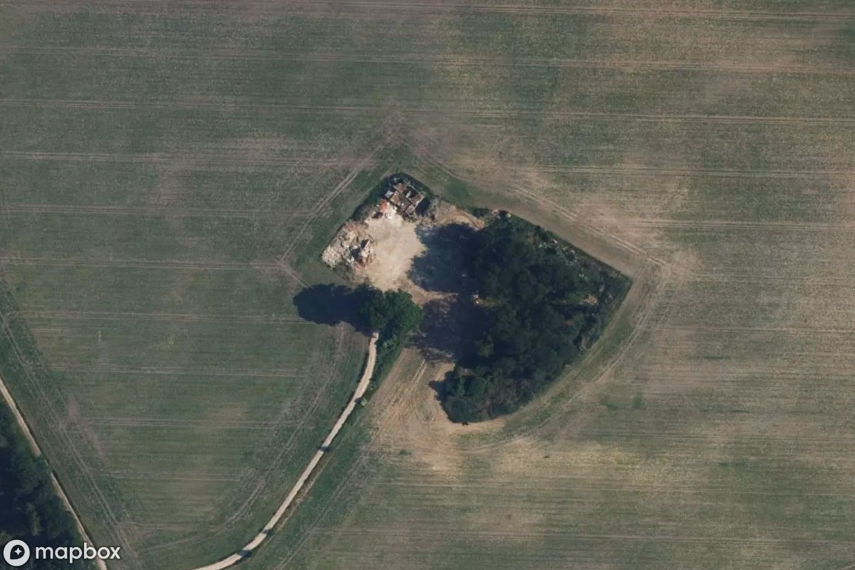 Aerial satellite view of Hof, an abandoned Farm in Salzbergen, Germany