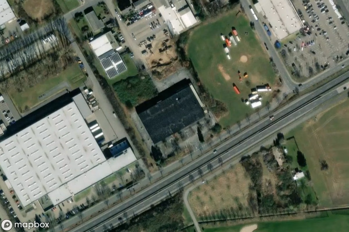 Aerial satellite view of Möbelhaus, an abandoned  in Bensheim, Germany