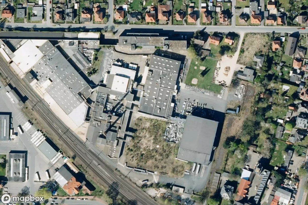 Aerial satellite view of Iglo-Fabrik, an abandoned Factory in Wunstorf, Germany