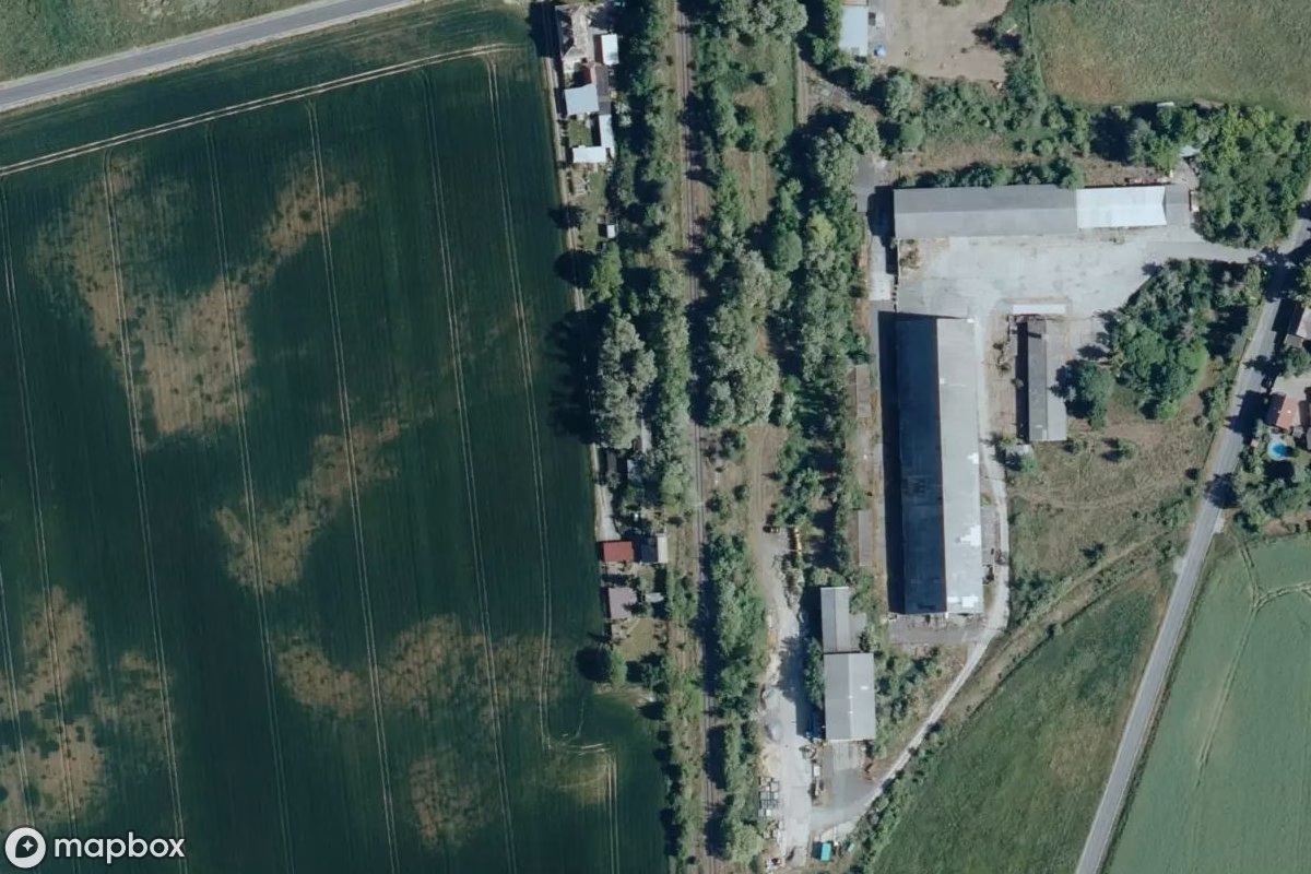 Satelitarny widok z lotu ptaka Bahnstation, opuszczone w Lossatal, Niemcy