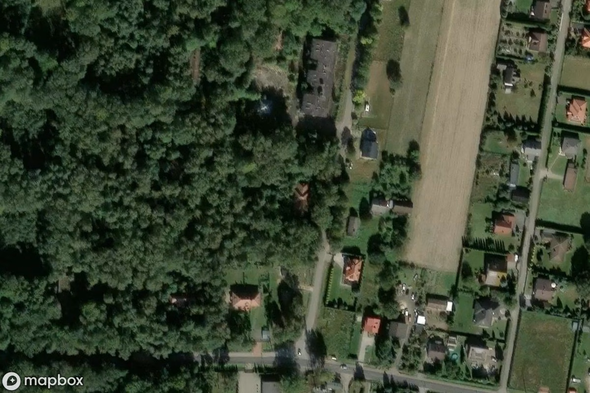 Aerial satellite view of Verlassenes Gebäude, an abandoned in Gałków Mały, Poland
