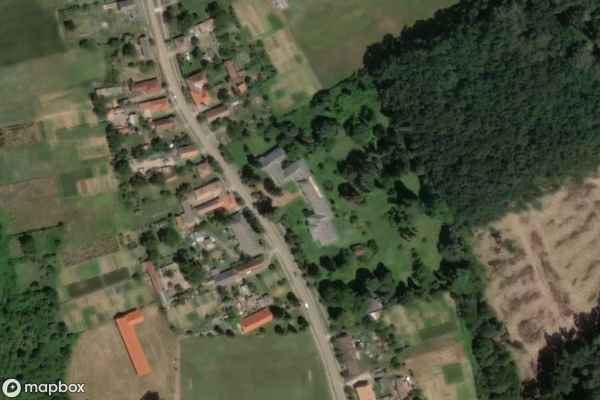 Aerial satellite view of Anwesen, an abandoned  in Somogyhárságy, Hungary