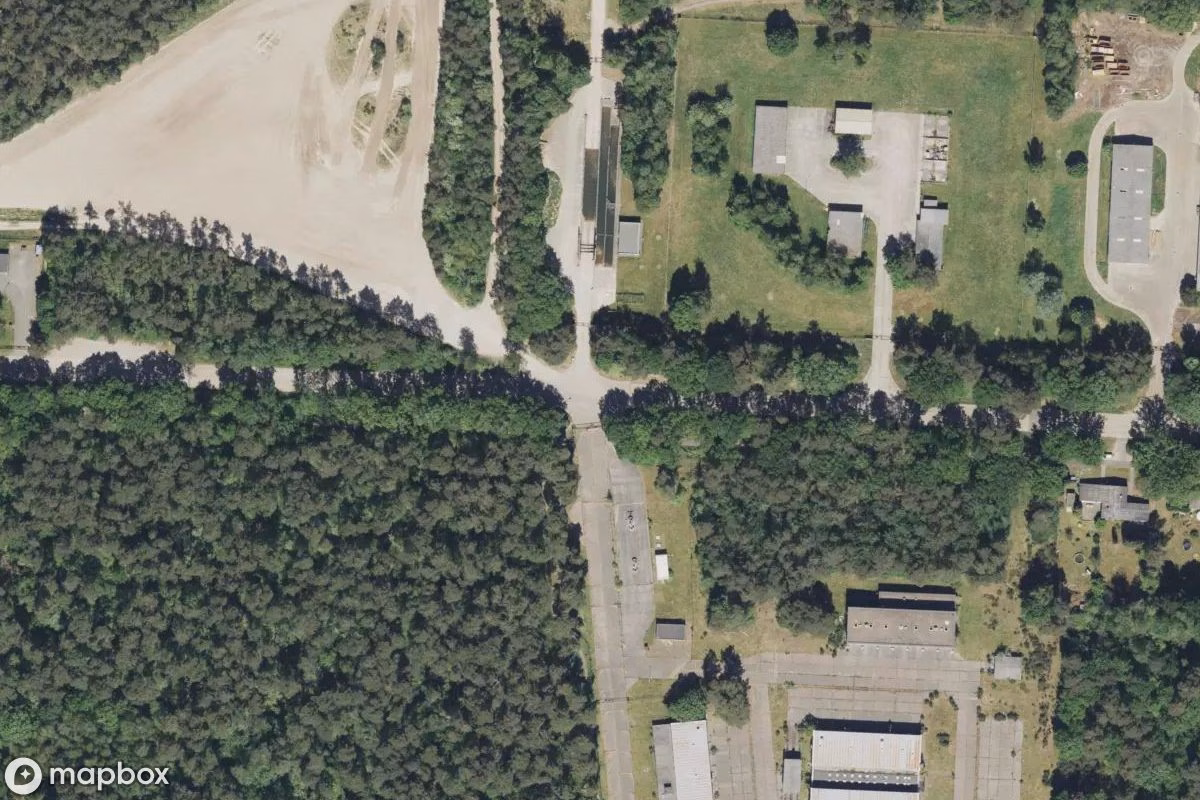 Aerial satellite view of Kaserne, an abandoned Military Site in Schwanewede, Germany