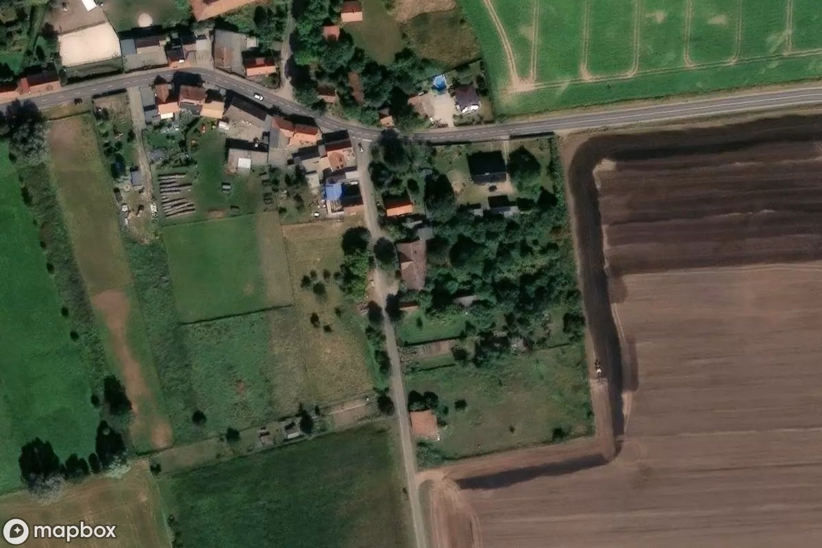 Aerial satellite view of Molkerei, an abandoned Factory in Siestedt, Germany