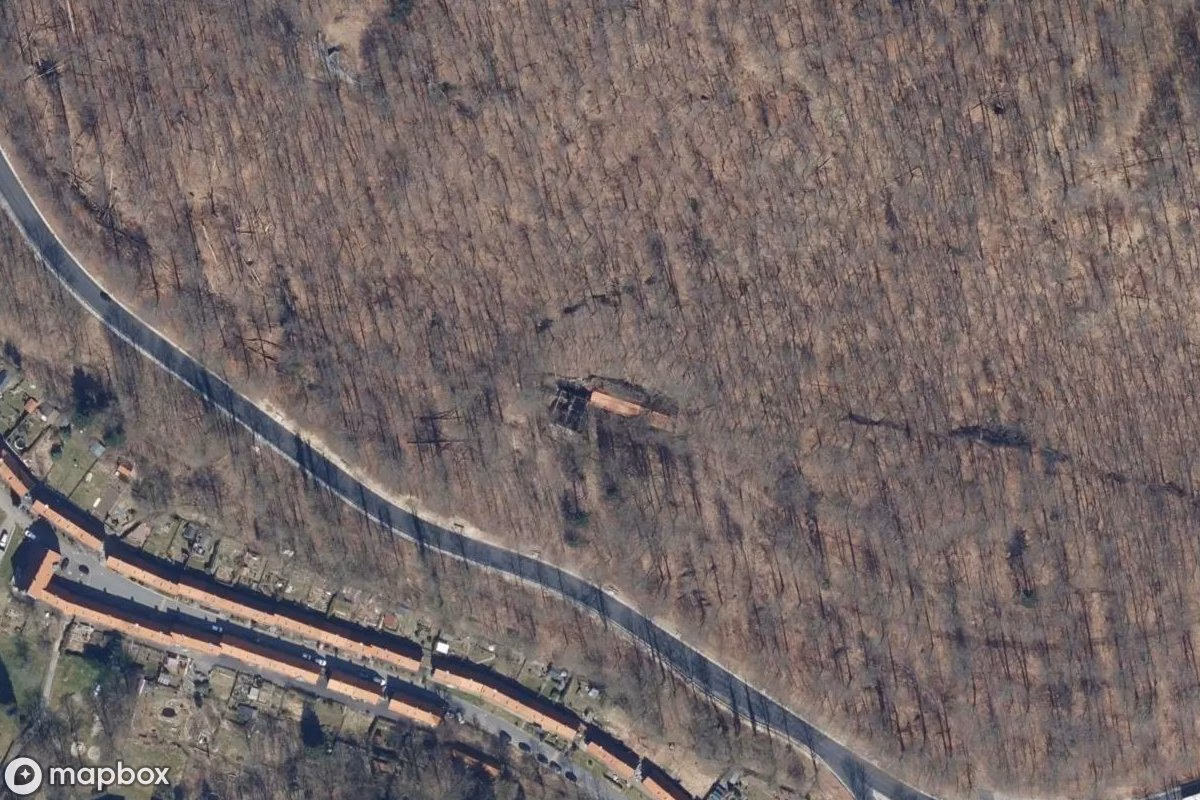 Aerial satellite view of Kaffeehaus, an abandoned in Bad Grund, Germany