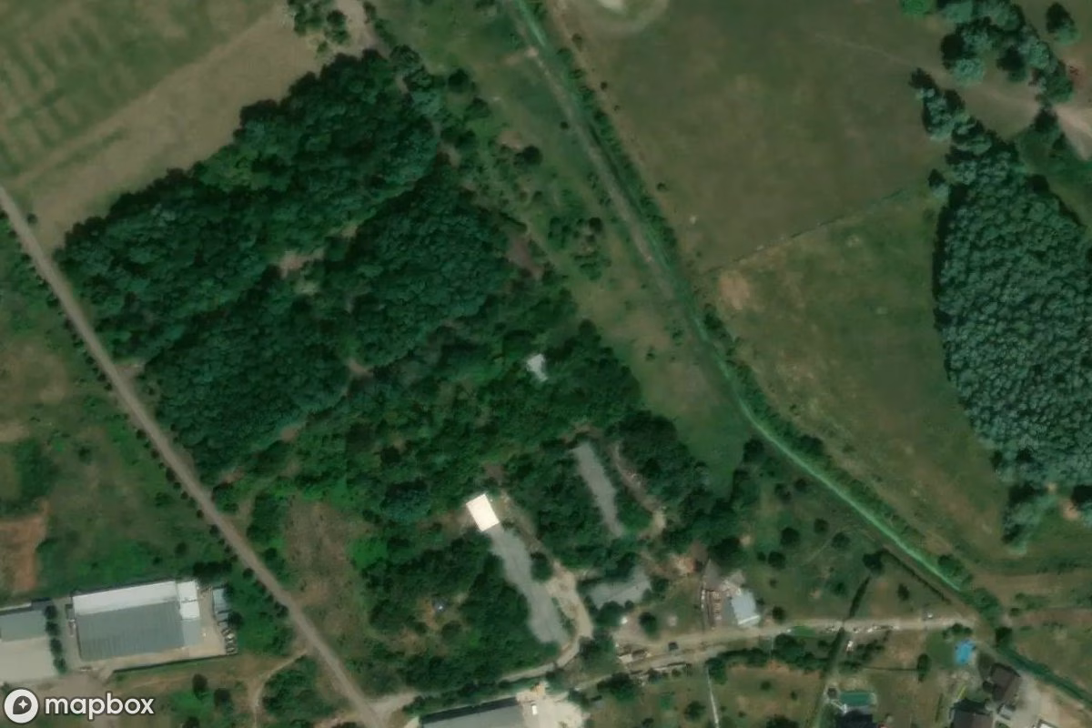 Aerial satellite view of Unterirdischer Tank, an abandoned Tunnel in Oranienbaum-Wörlitz, Germany