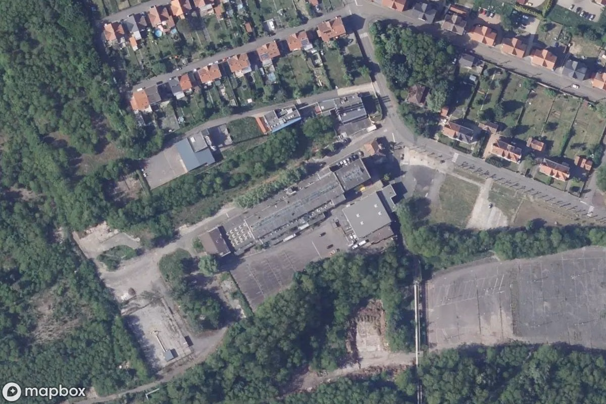 Satelitarny widok z lotu ptaka Kokerei Merle, opuszczone Fabryka w Freyming-Merlebach, Francja