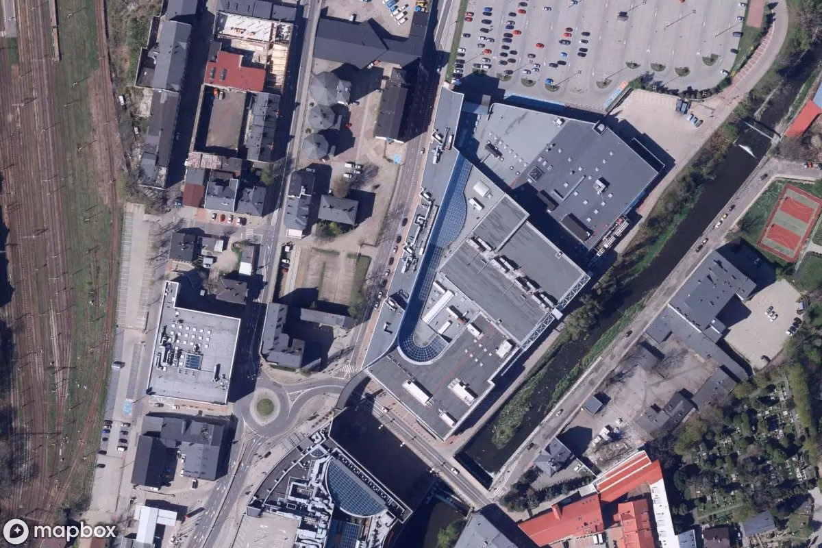 Satellitbillede set fra luften af Denkmal Bolek & Lolek, et forladt  i Bielsko-Biała, Polen