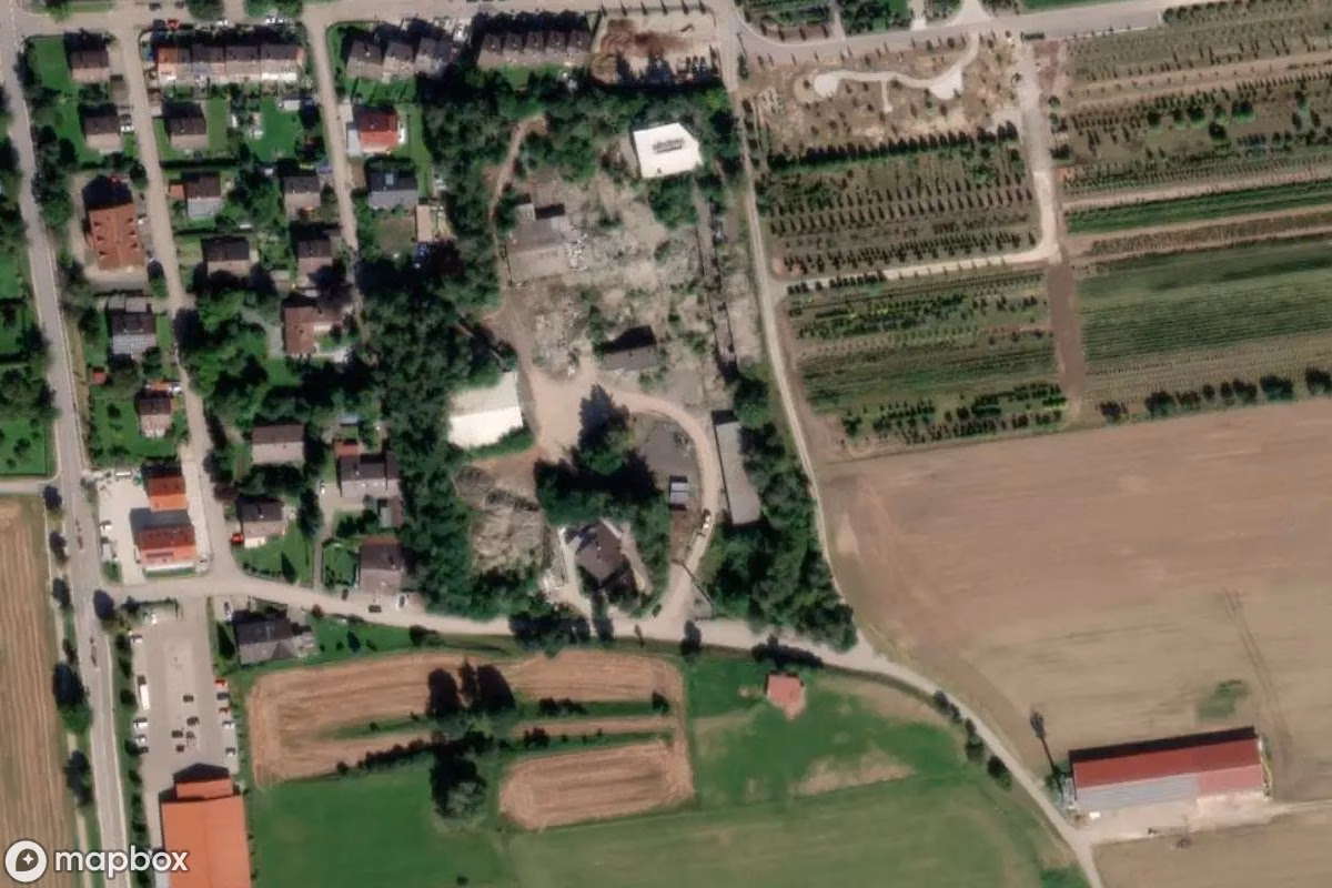 Aerial satellite view of Fabrik, an abandoned Factory in Burtenbach, Germany