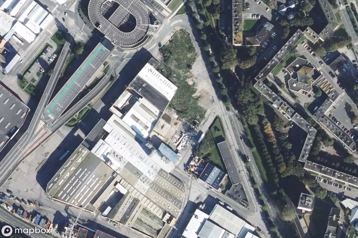 Satelitarny widok z lotu ptaka Fabrik Amor, opuszczone Fabryka w Boulogne-sur-Mer, Francja