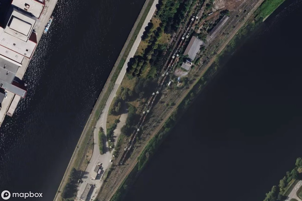 Aerial satellite view of Torpedozüge, an abandoned  in Herstal, Belgium