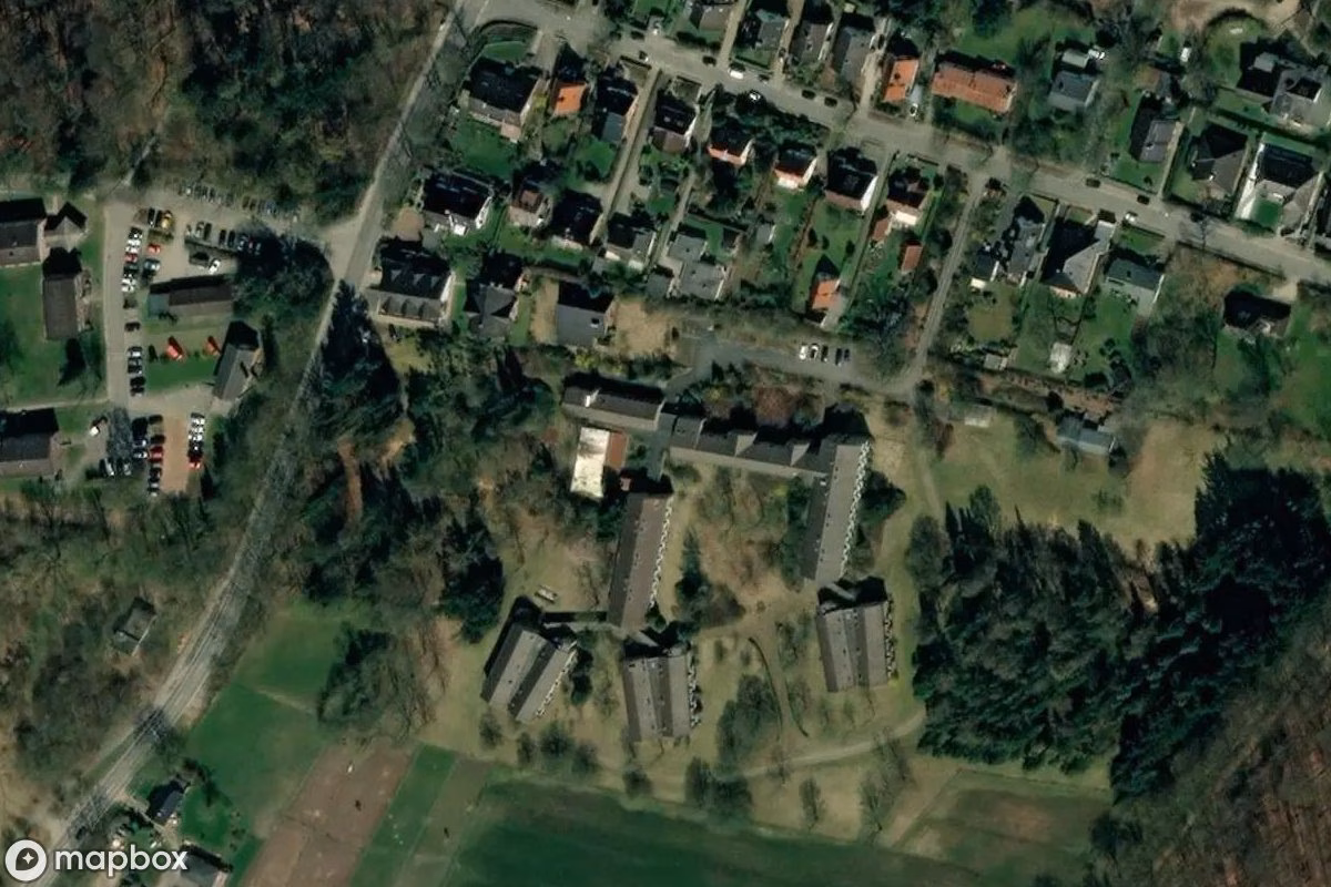 Aerial satellite view of Altenheim, an abandoned Hospital in Malente, Germany
