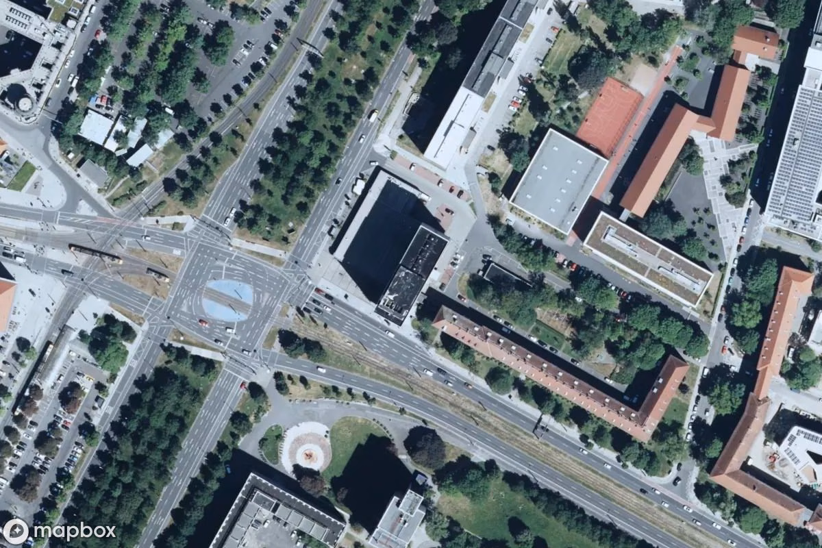 Aerial satellite view of Hochhaus, an abandoned in Dresden, Germany