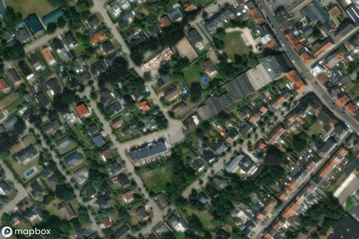 Satellitbild från luften av Skeleton Fabrik, en övergiven Fabrik i Ghent, Belgien