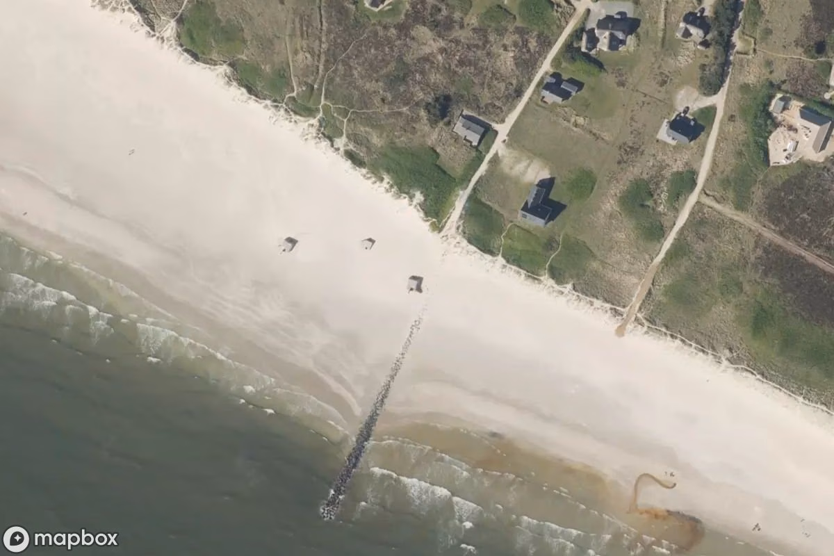 Aerial satellite view of Bunker, an abandoned Bunker in Oksby, Denmark