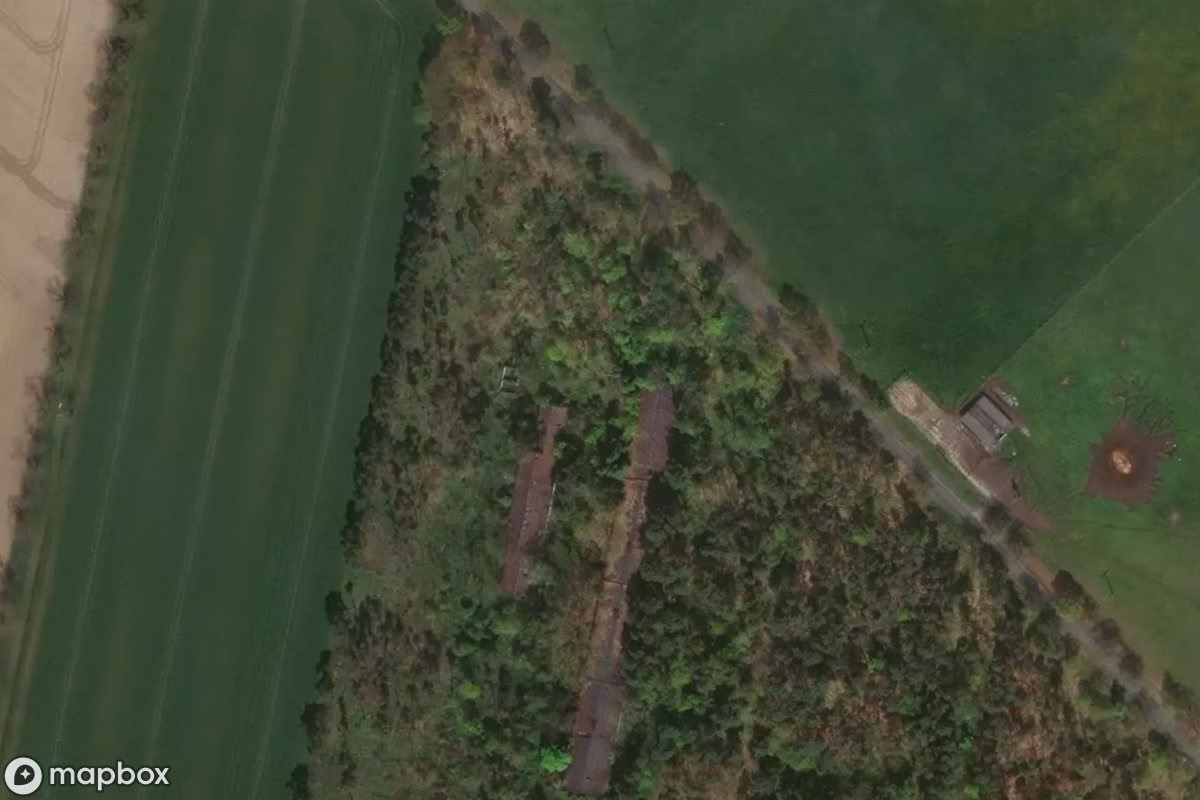 Aerial satellite view of Pflegeheim, an abandoned Hospital in Zerbst/Anhalt, Germany