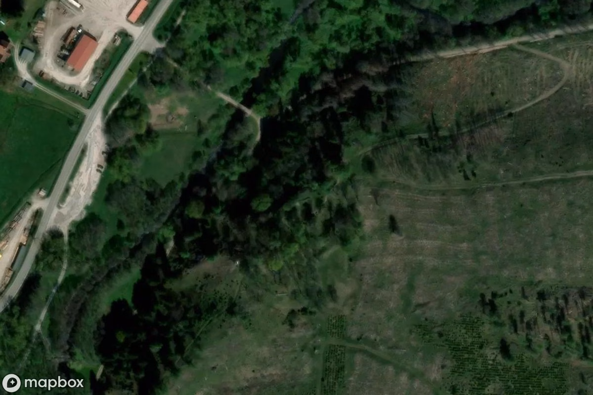 Satellietbeeld vanuit de lucht van Burgruine Königsburg, een verlaten Ruïne in Königshütte, Duitsland