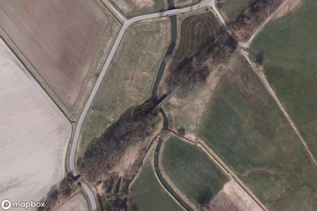 Aerial satellite view of Bahnbrücke, an abandoned Bridge in Königslutter am Elm, Germany