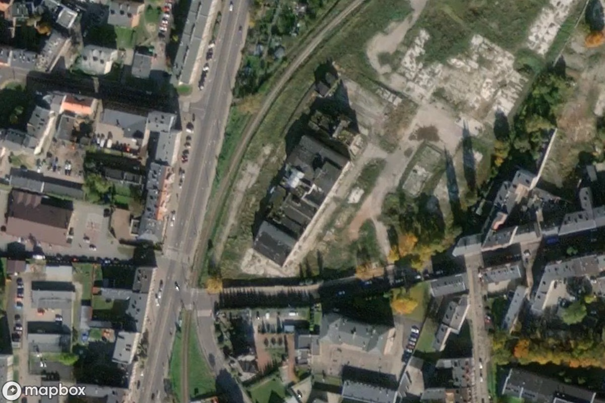 Satellitbillede set fra luften af Gemeindliches Schlachthaus, et forladt  i Grudziądz, Polen