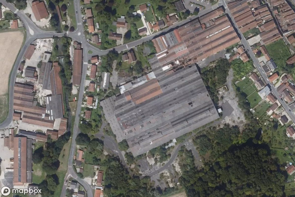 Aerial satellite view of Fabrik, an abandoned Factory in Longueville, France