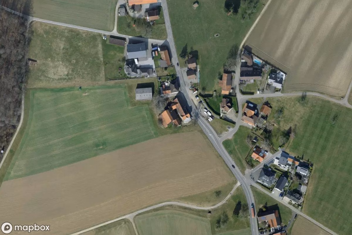Aerial satellite view of Hotel, an abandoned Hotel in Siegershausen, Switzerland