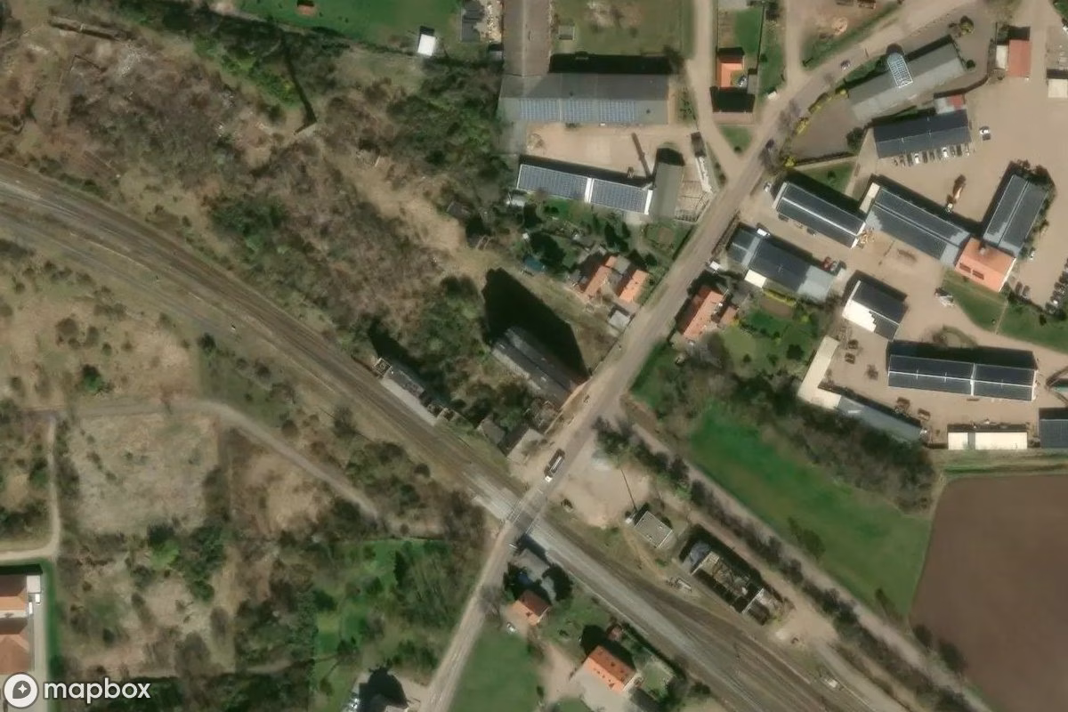 Aerial satellite view of Malzfabrik, an abandoned Factory in Könnern, Germany