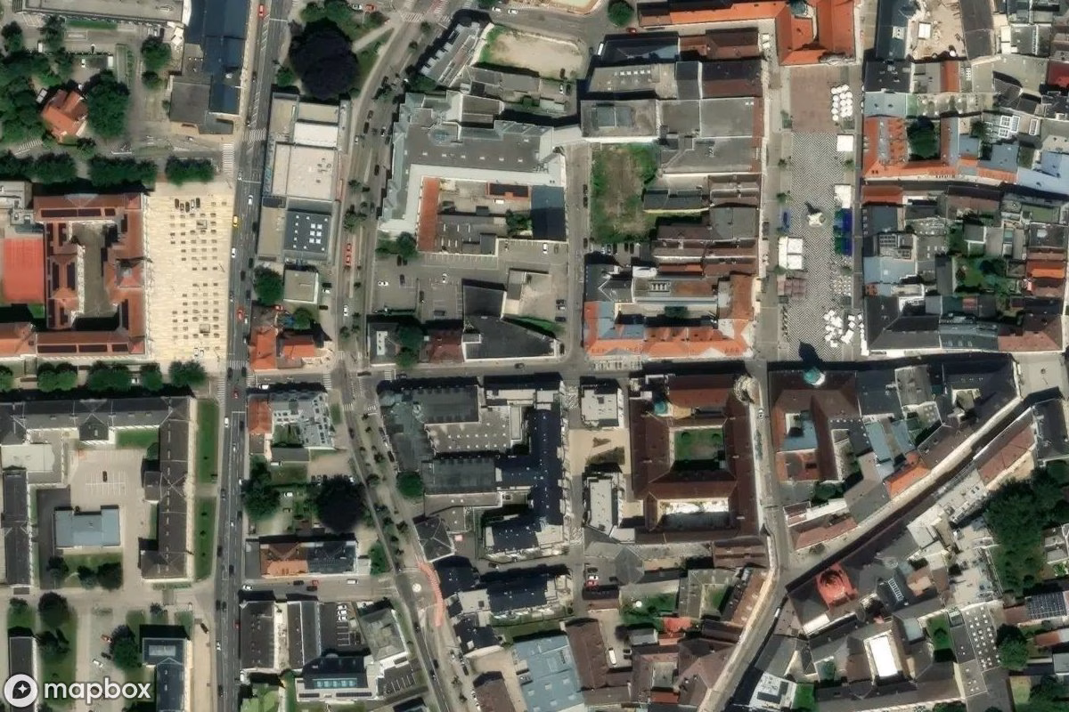 Aerial satellite view of Autohaus, an abandoned  in Sankt Pölten, Austria