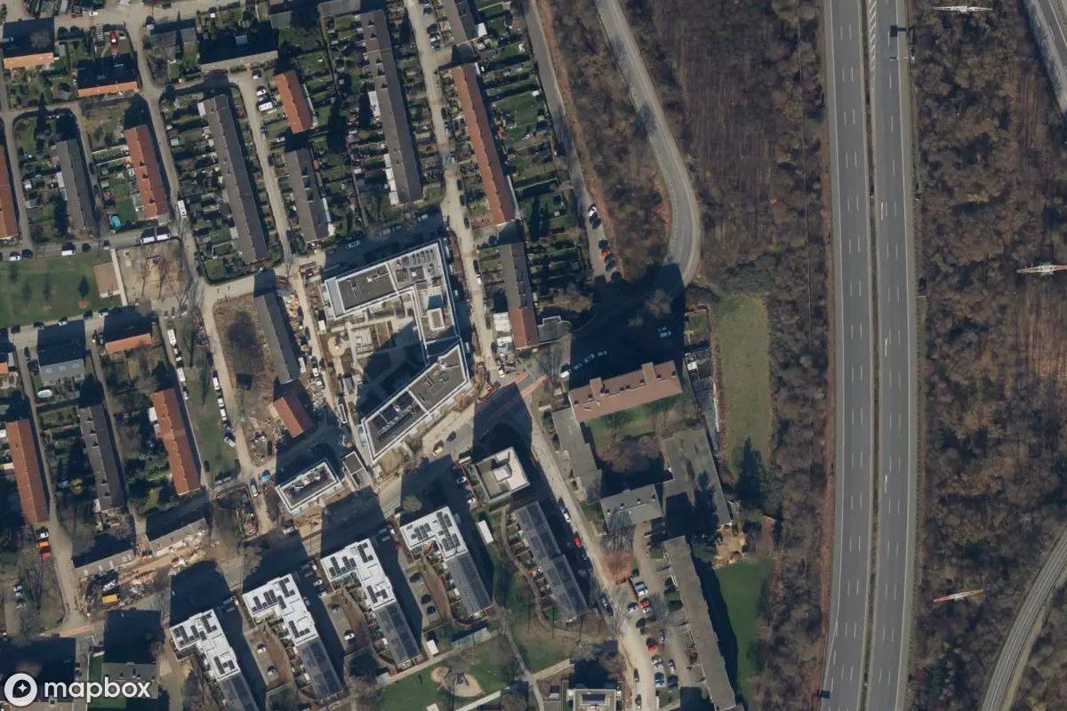 Aerial satellite view of Chinarestaurant, an abandoned Restaurant in Dusseldorf, Germany