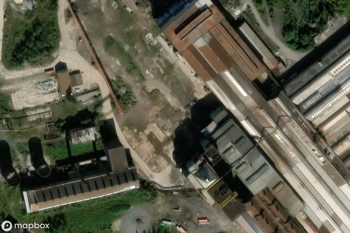 Satelitarny widok z lotu ptaka Stahlwerk, opuszczone Fabryka w La Louvière, Belgia