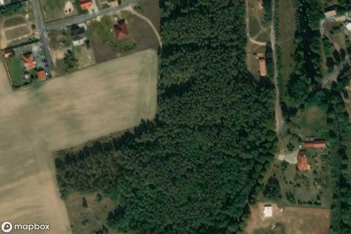 Aerial satellite view of Bunker, an abandoned Bunker in Ołobok, Poland