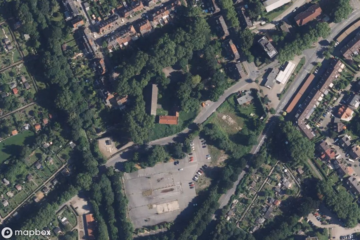 Satellitbild från luften av Hof, en övergiven Bondgård i Gelsenkirchen, Tyskland