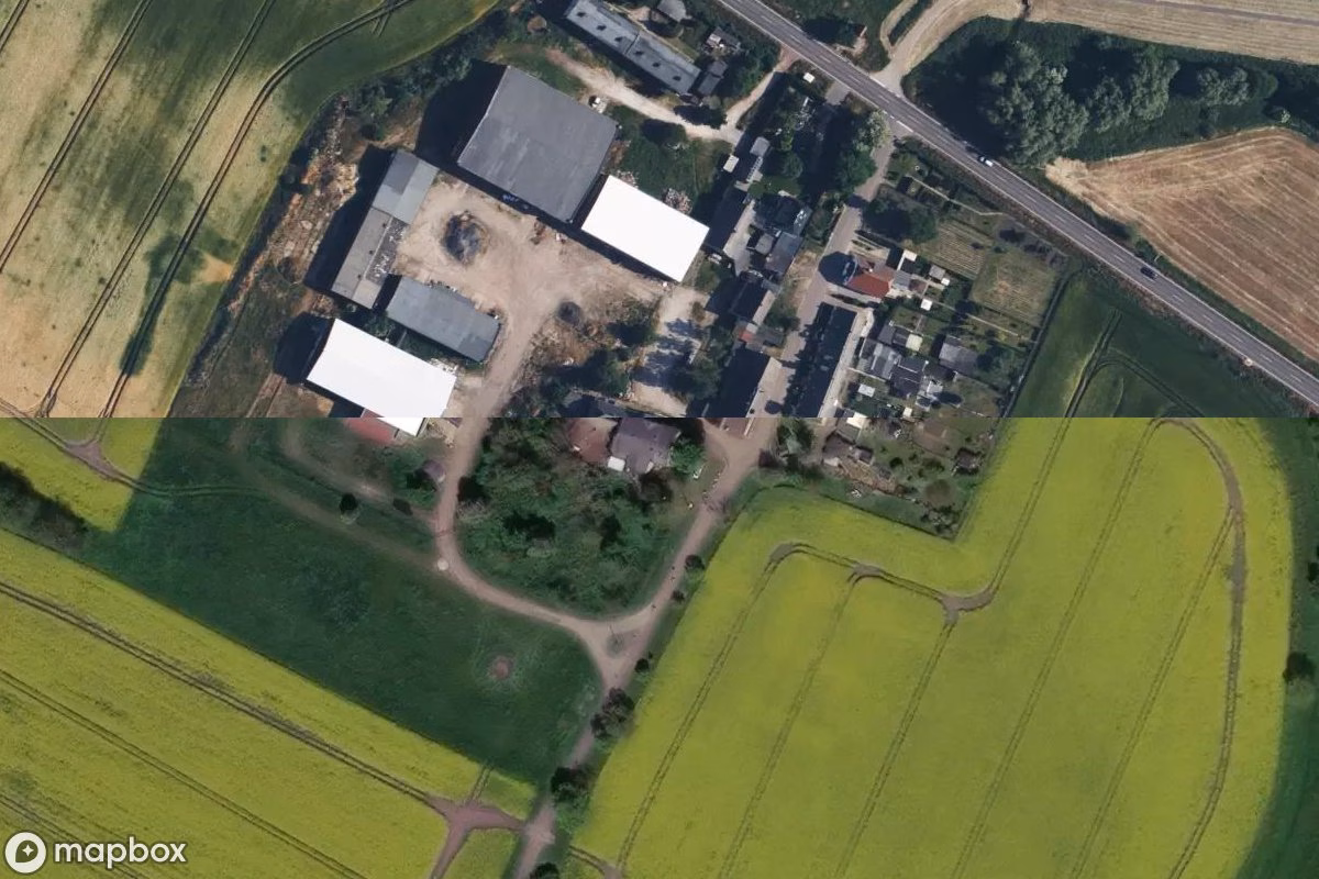 Satellitbild från luften av Wohnhaus, en övergiven Bostadshus i Barby, Tyskland