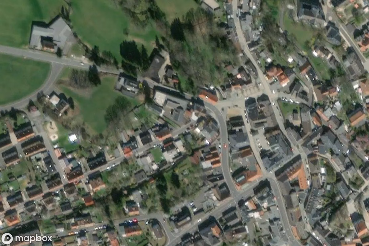 Aerial satellite view of Lebkuchenfabrik, an abandoned Factory in Arzberg, Germany