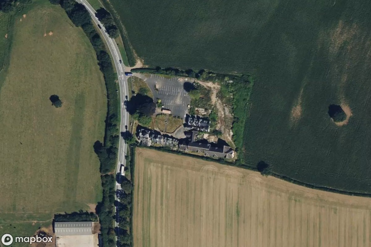 Aerial satellite view of Lost Place, an abandoned  in England, United Kingdom