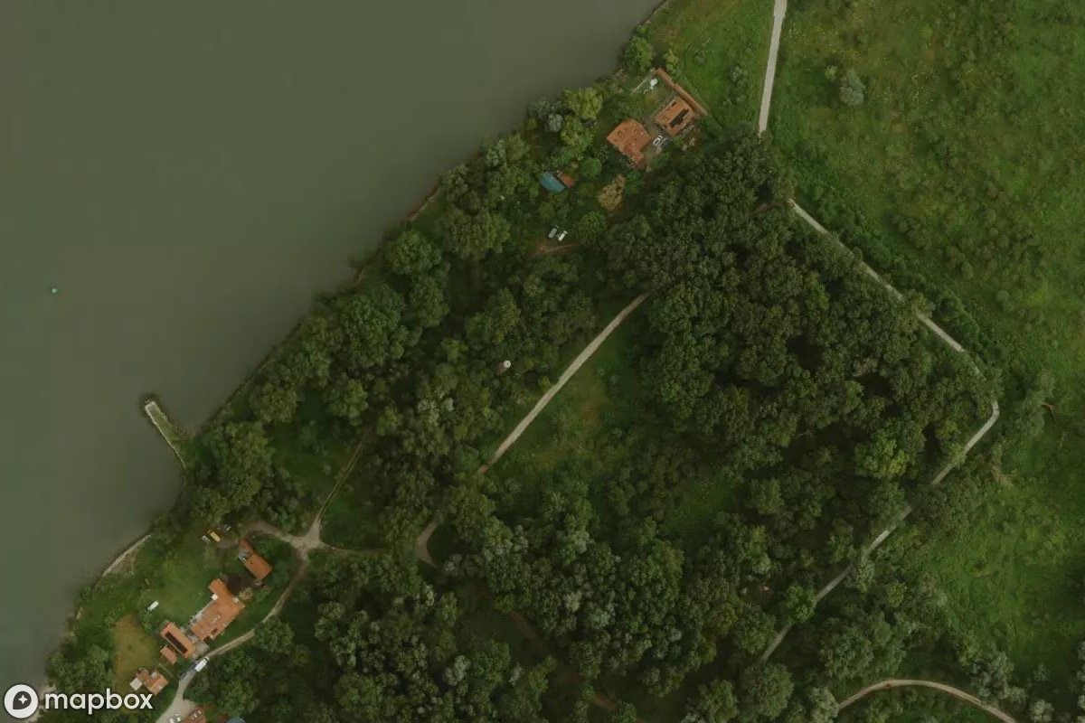 Aerial satellite view of Haus, an abandoned  in Millingen aan de Rijn, Netherlands