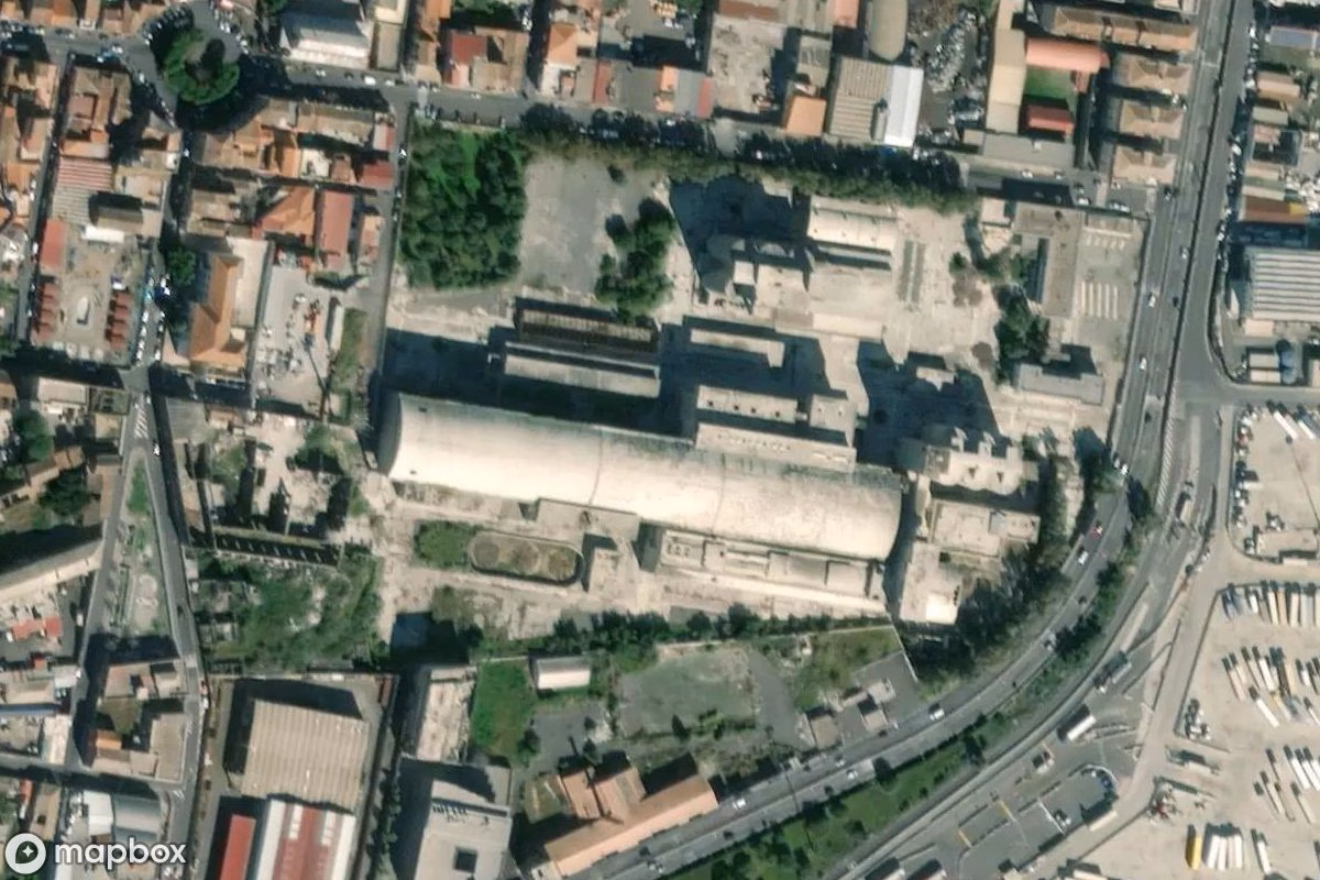 Satellitbillede set fra luften af Lost Place, et forladt  i Catania, Italien