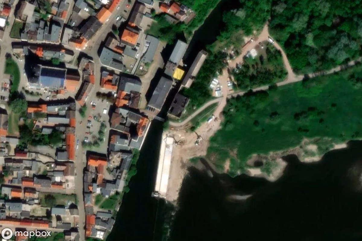 Aerial satellite view of Mühle, an abandoned Factory in Calbe (Saale), Germany