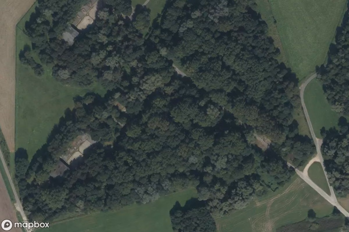 Aerial satellite view of Kasernengebäude, an abandoned  in Rheine, Germany